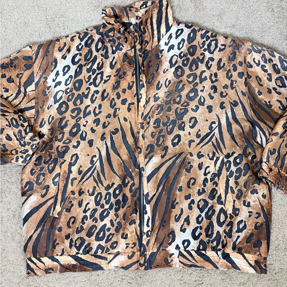 ❌SOLD Vintage 100% Silk Plus Size Animal Print Jacket